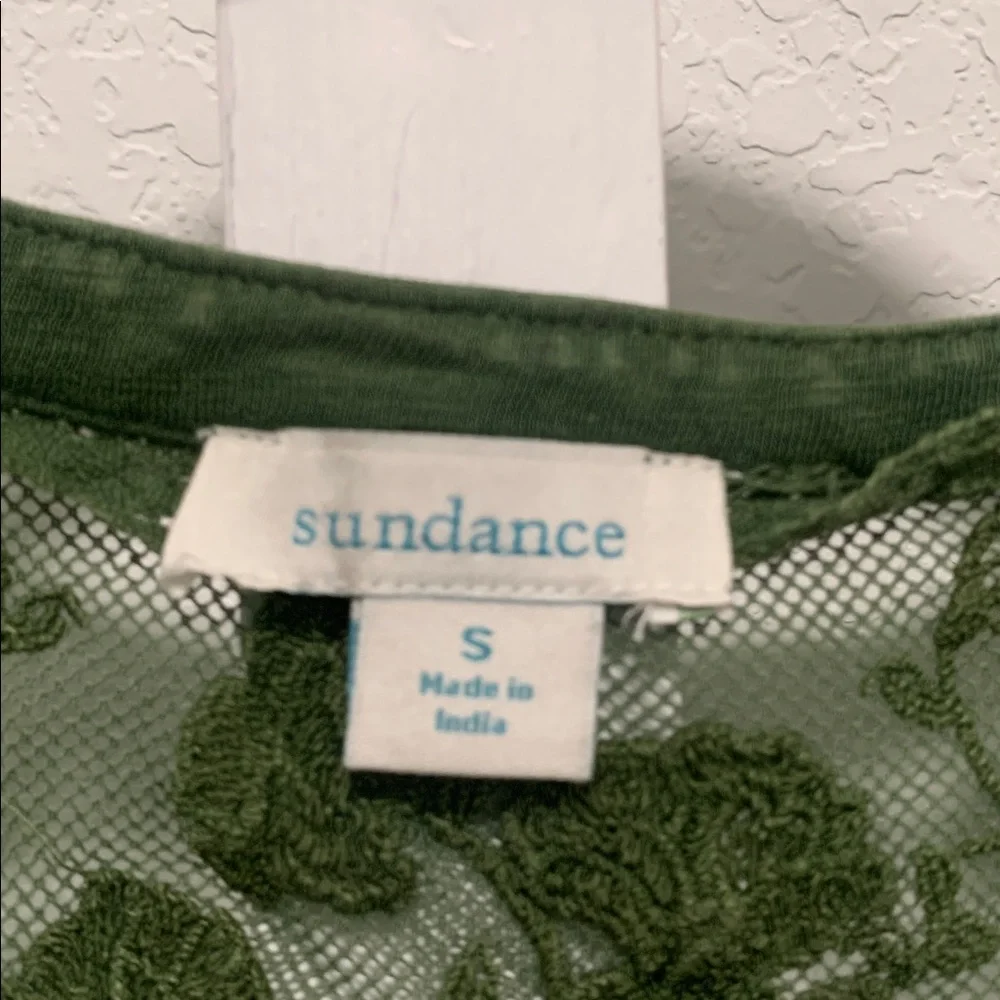 Sundance Green Boho Lace Panels Button Neck Tank Top Size Small - Picture 4 of 9